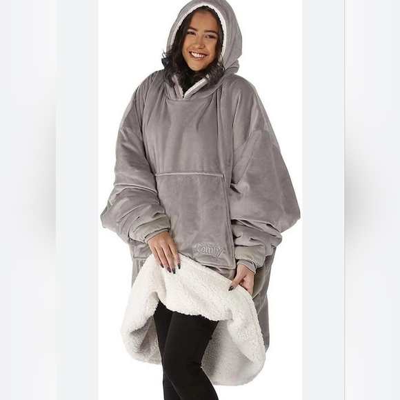 The Comfy Wearable Blanket Snuggie Gray Hoodie Unisex One Size - Picture 1 of 10
